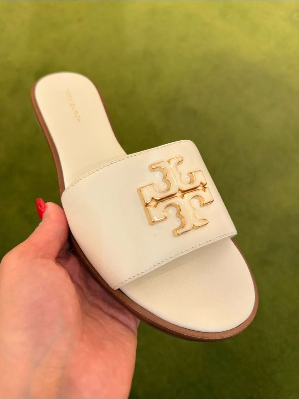 Tory Burch Everly Slide Leather Sandals New Ivory‎